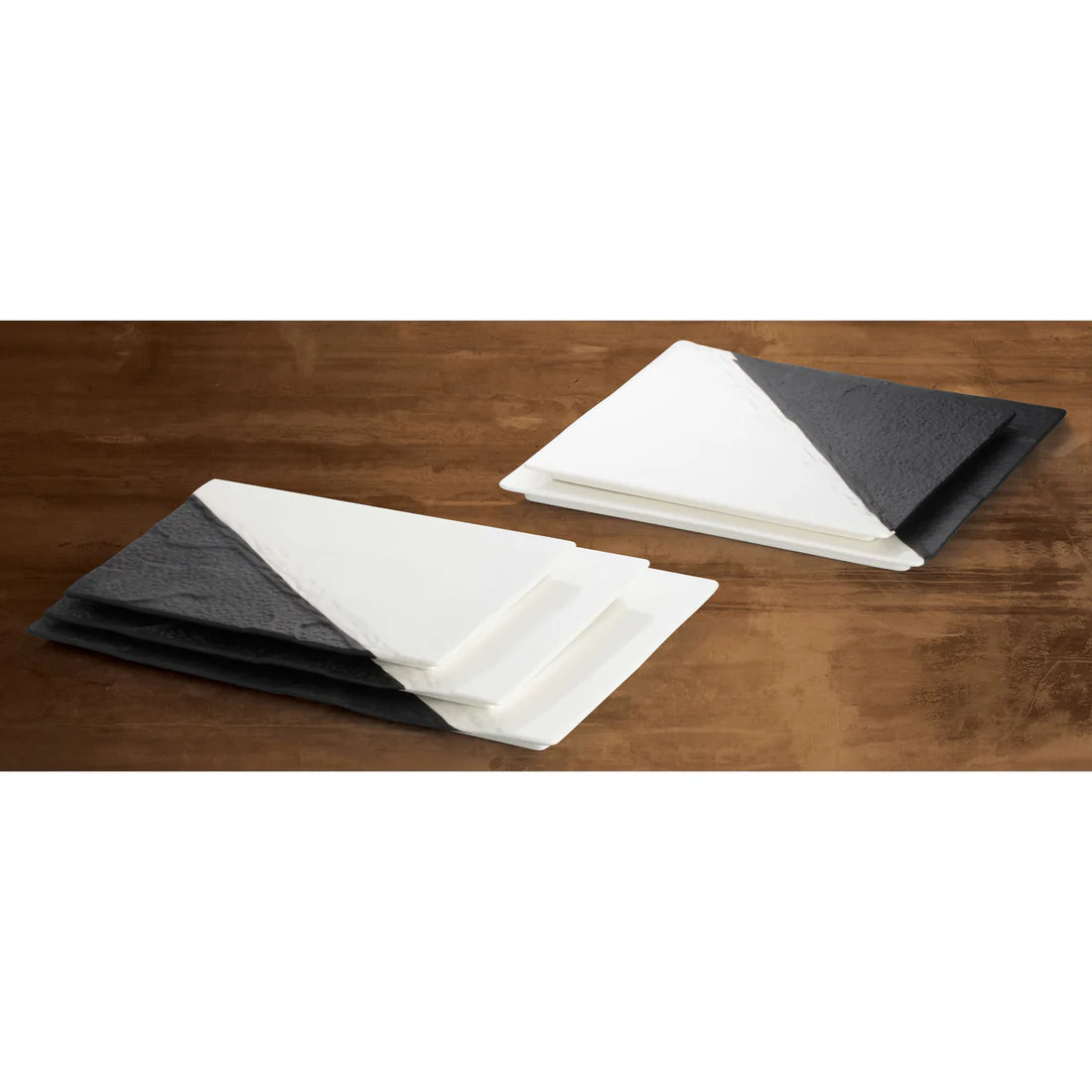 Winco WDP023-204-205, 2pcs Black & White Porcelain Square Platter
