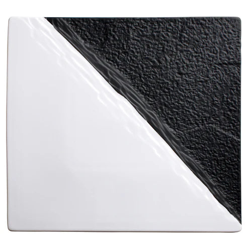 Winco WDP023-204-205, 2pcs Black & White Porcelain Square Platter