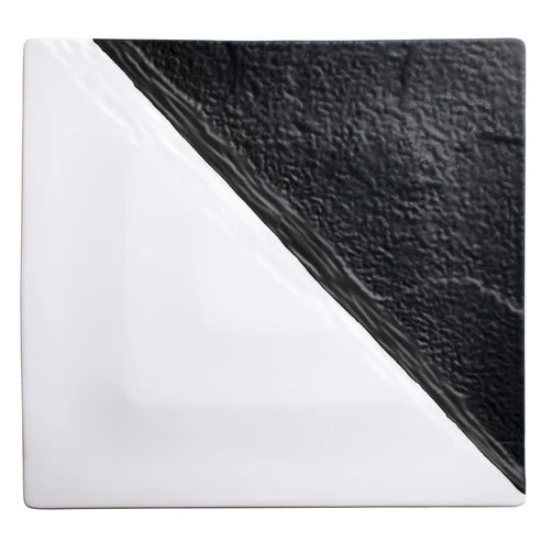 Winco WDP023-204-205, 2pcs Black & White Porcelain Square Platter