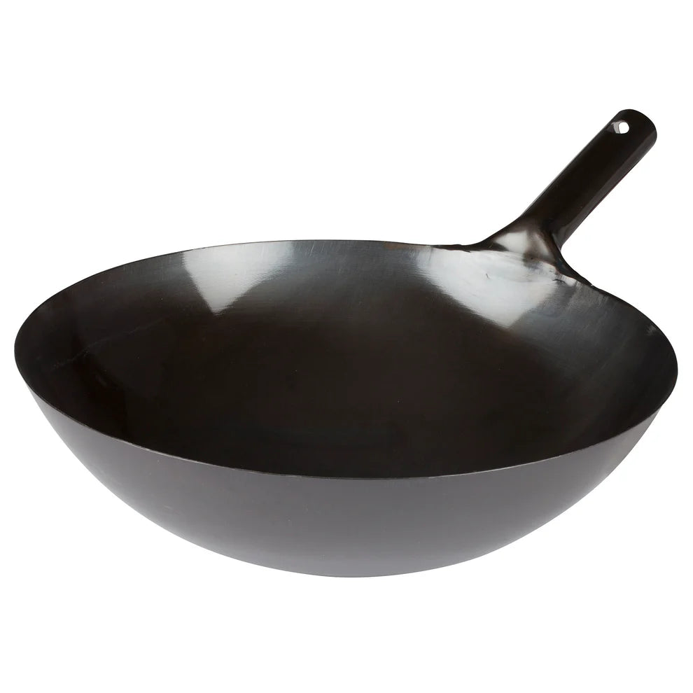 Winco WOK-34/36, 14-16" Integrated Hdl, Black Carbon Steel Wok, EA