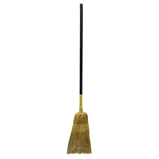 Heavy-duty Warehouse Broom with stiff bristles for industrial cleaning. Durable wooden handle for comfort. Ideal for warehouses, garages, and outdoor sweeping.