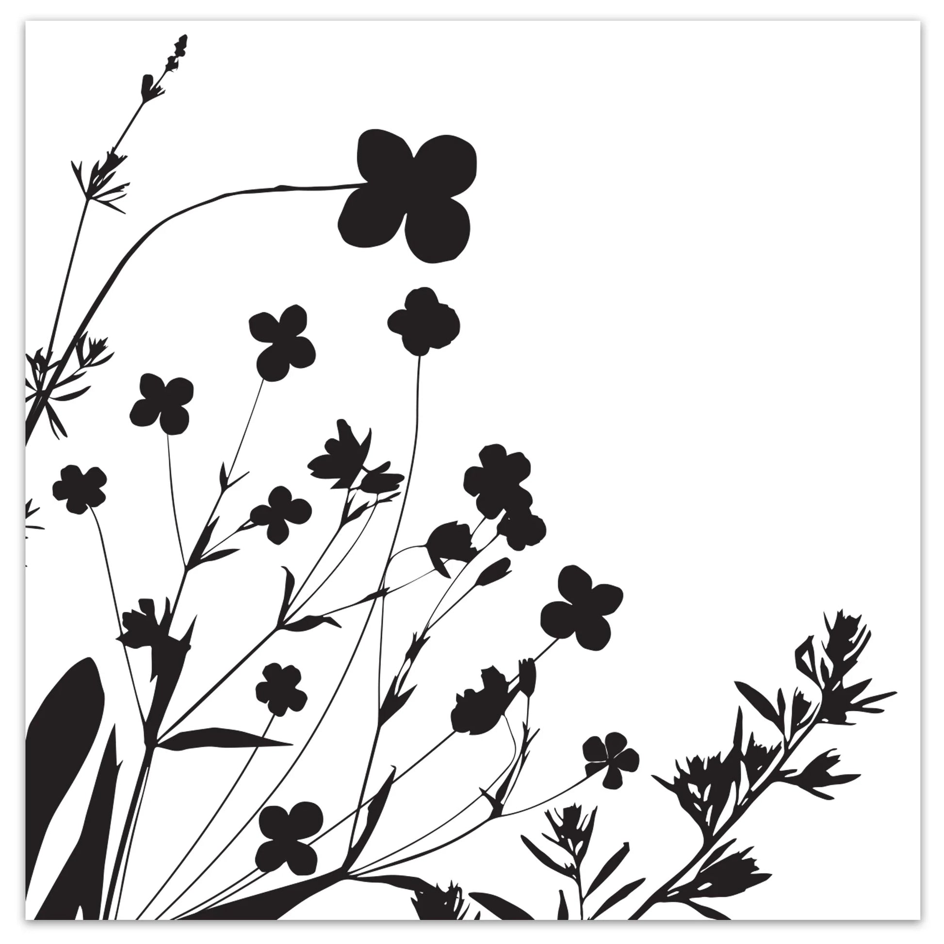Wildflower 3-Ply Black on White Lunch Napkin with elegant floral design, perfect for weddings, events, and upscale dining experiences