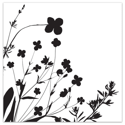 Wildflower 3-Ply Black on White Lunch Napkin with elegant floral design, perfect for weddings, events, and upscale dining experiences