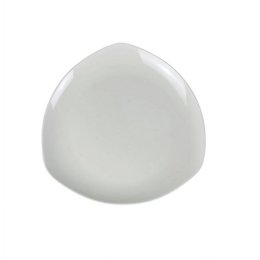 Yanco Round in Triangle Plate MD-610 Crafted from high-quality melamine, this plate features a unique, round in triangular shape that adds a touch of sophistication to any table setting. Measuring 8"L x 8"W, it provides ample space for your culinary creations, while the dishwasher safe design ensures that clean-up is a breeze. The crisp, clean white color adds a sense of elegance to any meal, making it perfect for both casual and formal occasions.