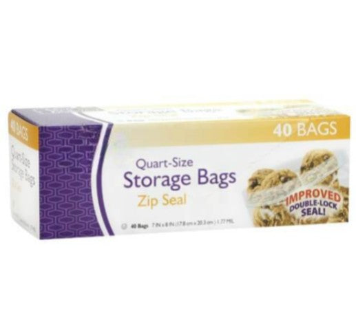 Quart-size zip seal freezer bags, BPA-free food storage, heavy-duty freezer bags, airtight seal, leakproof plastic bags, meal prep storage, freezer-safe bags, durable food storage bags.