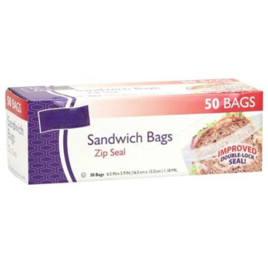 Zip seal sandwich bags, resealable, BPA-free, food storage, leak-proof, airtight seal, lunch bags, travel-friendly, meal prep, kitchen essentials, snack bags, durable plastic, portable storage.