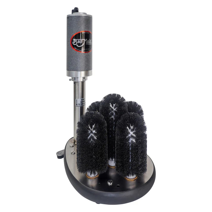 (115V, 220V) Bar Maid Glass Washer 1/Pack clean glasses are an absolute necessity for every bar and restaurant, especially during busy rush times and "Happy Hours". However, to try and take the time to hand wash each and every glass would take up way too much time that your staff probably doesn't have. So using a Bar Maid Brush Electric Upright Glass Washer would get glasses clean, getting rid of lipstick stains and other debris, quickly and efficiently.