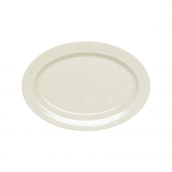 Thunder Group Platter 12/Pcs is perfect for serving salads, pastas, baked goods or sides. Even fresh fruits and vegetables will look like an exquisite dish on a platter like this.&nbsp;The San Marino collection has soft lines and milky-white speckled design providing a stylish appearance that can fit in any decor. All Western San Marino dinnerware made to resemble elegant presentation of fine china. 