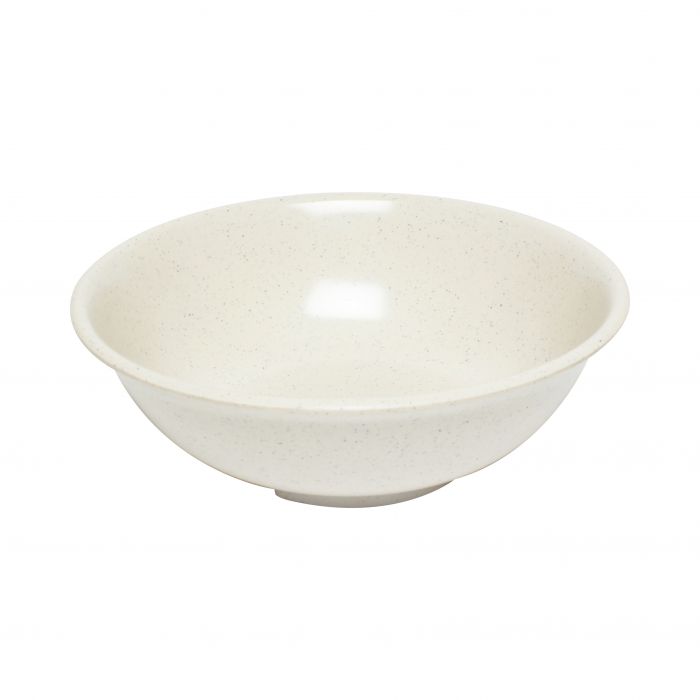 Thunder Group Rim Soup Bowl 12/Pcs is large enough to serve soup, ramen, broth, even salads, or pasta for a whole table to share. This 32 Oz round melamine soup bowl will last a very long time as a tool for a stylish food presentation. Such durable plastic material is hard to break but easy to clean. The San Marino collection has soft lines and milky-white speckled design providing a stylish appearance that can fit in any decor. 
