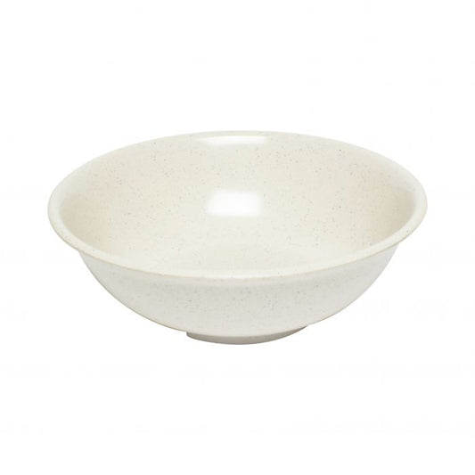 Thunder Group Rim Soup Bowl 12/Pcs is large enough to serve soup, ramen, broth, even salads, or pasta for a whole table to share. This 32 Oz round melamine soup bowl will last a very long time as a tool for a stylish food presentation. Such durable plastic material is hard to break but easy to clean. The San Marino collection has soft lines and milky-white speckled design providing a stylish appearance that can fit in any decor. 