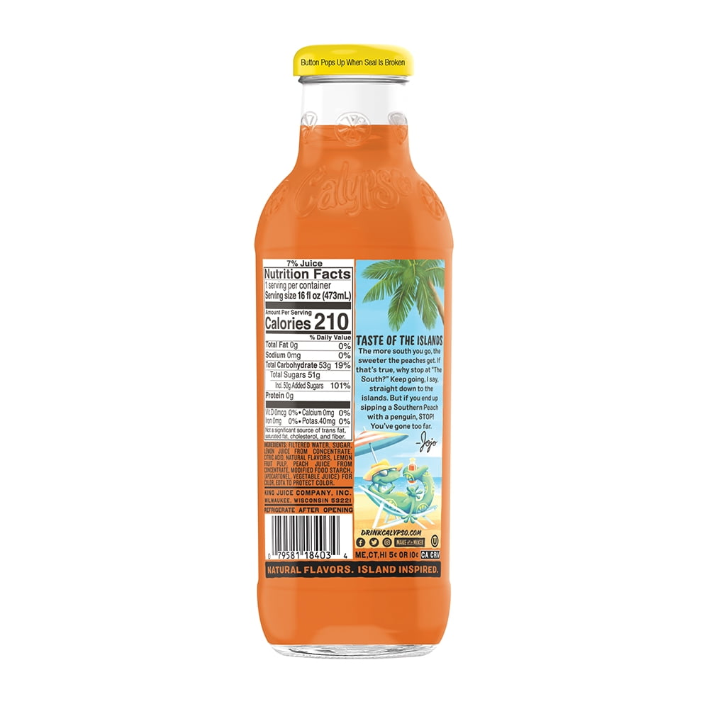 Calypso Southern Peach Lemonade 16oz glass bottles
