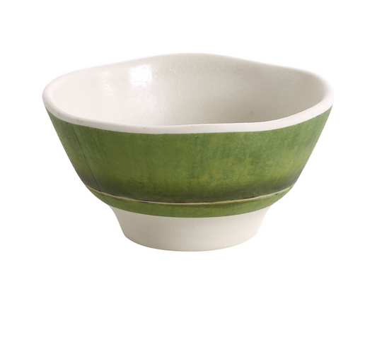 Yanco Miso Soup Bowl BA-405 It is made from durable and reliable melamine material, which makes the bowl look like ceramics. You can use these unique round bowls to serve such Asian dishes like rice, miso soup, noodles or salads. Thanks to the stylish Bamboo collection style, the bowl will perfectly fit any food-serving establishment design. Performed in unique design With natural bamboo look, such melamine tableware is an ideal solution for those who choose high-quality, durable and affordable dinner