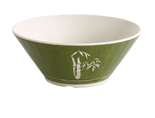 Yanco Salad Bowl BA-507 It is made from durable and reliable melamine material, which makes the bowl look like ceramics. You can use these unique round salad bowls to serve such dishes like rice, miso soup, noodles or salads. Thanks to the elegant Bamboo collection style, the bowl will perfectly fit any food-serving establishment design. Performed in stylish green color With natural bamboo look, such melamine tableware is an ideal solution for those who choose high-quality, durable and affordable.