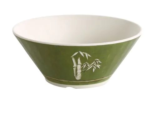 Yanco Salad/Noodle Bowl BA-509 is a great and affordable restaurant tableware. It is made from durable and reliable melamine material, which makes the bowl look like ceramics. You can use these unique round salad bowls to serve such dishes like rice, miso soup, noodles or salads. Thanks to the elegant Bamboo collection style, the bowl will perfectly fit any food-serving establishment design. Performed in stylish green color With natural bamboo look, such melamine tableware is an ideal solution.