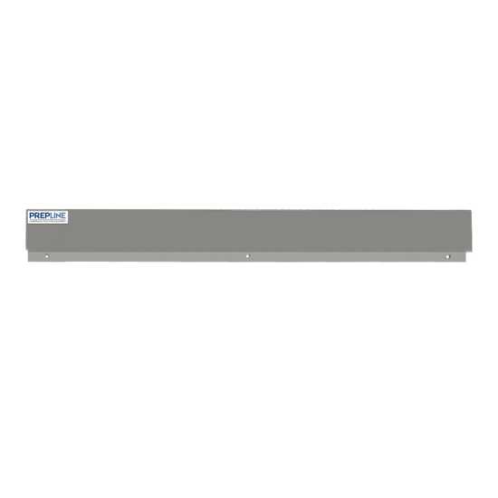 The Prepline RBKS-71 removable backsplash (1" x 71" x 5"H) offers extensive countertop protection, preventing spills and splashes, ideal for maintaining hygiene in large commercial kitchen environments.