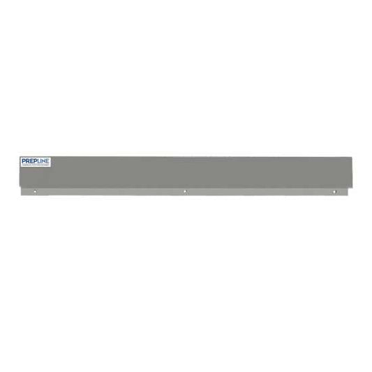 The Prepline RBKS-71 removable backsplash (1" x 71" x 5"H) offers extensive countertop protection, preventing spills and splashes, ideal for maintaining hygiene in large commercial kitchen environments.