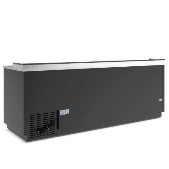 Coldline BBC-80 80-inch horizontal reach-in black bottle cooler with a 23 cu. ft. capacity, featuring a durable design for efficiently chilling and storing beverages in commercial settings.