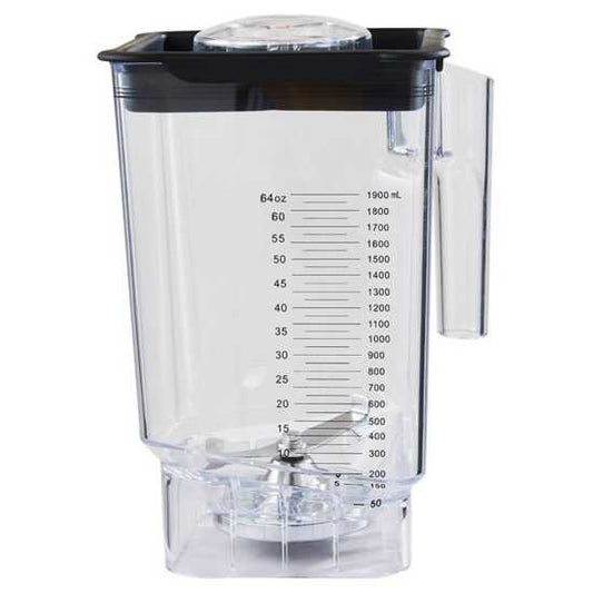 Prepline BL20Q 64 oz. Tritan plastic blender jar, compatible with quiet-top models, designed for durability and efficient blending in commercial kitchens, cafes, and smoothie shops.