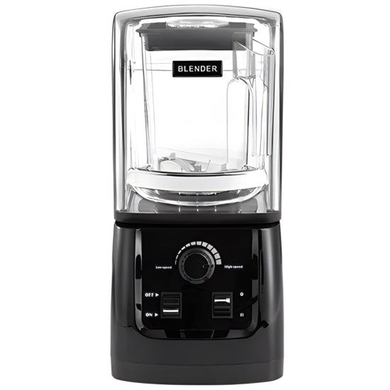 Prepline MIX6-Q64 Quiet Top Commercial Blender with a 3.5 HP motor, 64oz container, and a sound cover for reduced noise during operation. Ideal for commercial kitchens, it delivers powerful blending performance while maintaining a quieter environment. Powered by 110V for dependable operation.