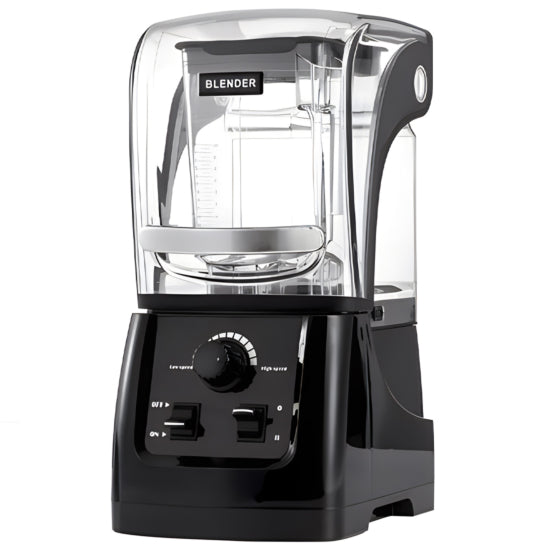 Prepline MIX6-Q64 Quiet Top Commercial Blender with a 3.5 HP motor, 64oz container, and a sound cover for reduced noise during operation. Ideal for commercial kitchens, it delivers powerful blending performance while maintaining a quieter environment. Powered by 110V for dependable operation.