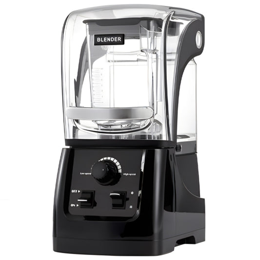Prepline MIX6-Q64 Quiet Top Commercial Blender with a 3.5 HP motor, 64oz container, and a sound cover for reduced noise during operation. Ideal for commercial kitchens, it delivers powerful blending performance while maintaining a quieter environment. Powered by 110V for dependable operation.