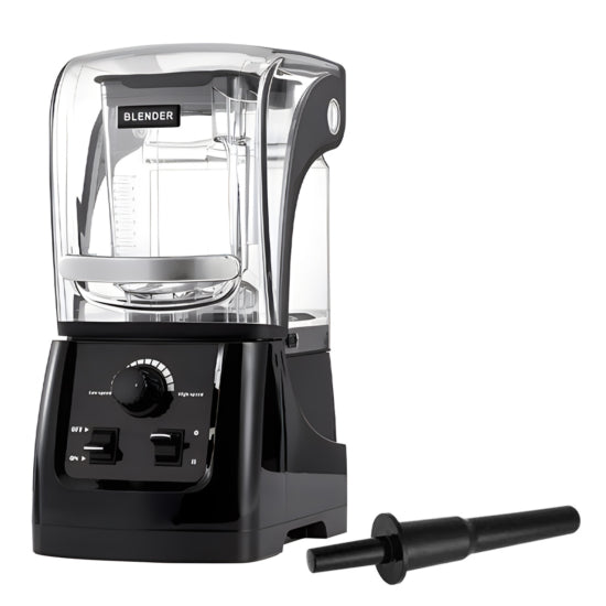 Prepline MIX6-Q64 Quiet Top Commercial Blender with a 3.5 HP motor, 64oz container, and a sound cover for reduced noise during operation. Ideal for commercial kitchens, it delivers powerful blending performance while maintaining a quieter environment. Powered by 110V for dependable operation.