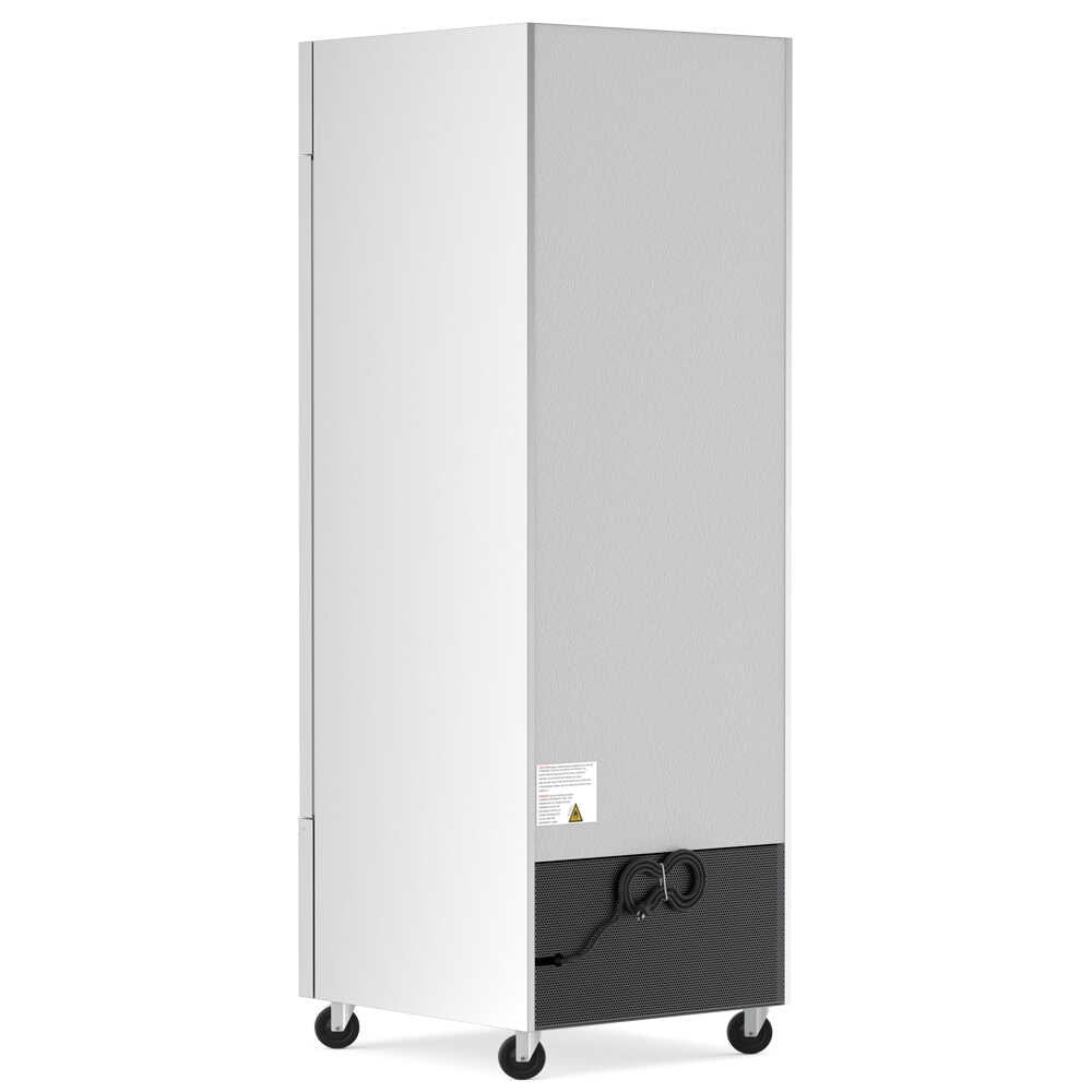 Single-door reach-in refrigerator with a 25-inch width, 23.5-inch narrow depth, and 64.7-inch height, featuring a stainless steel interior and exterior. It has an 11 cubic foot capacity for storage.