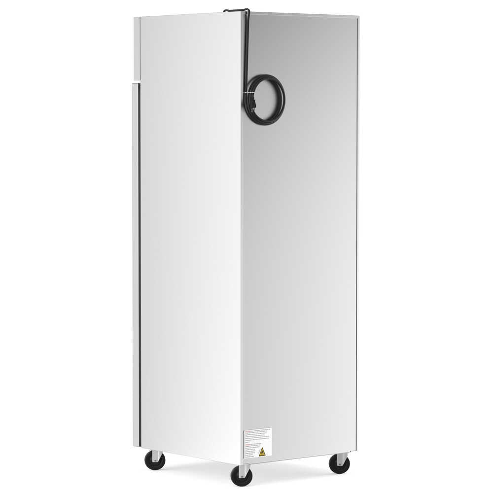 Single-door 29-inch reach-in freezer with a 32-inch depth, stainless steel interior and exterior, 21.68 cubic foot storage capacity, and top-mounted compressor.