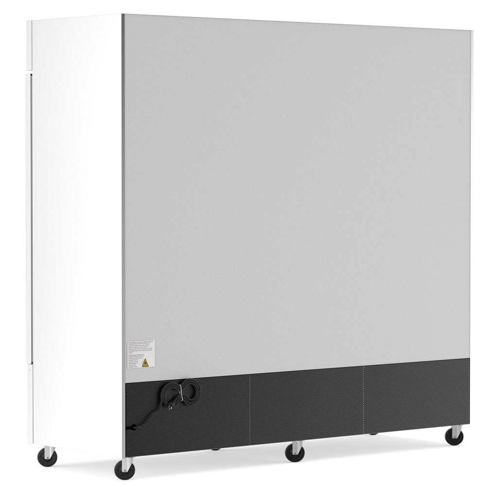 Three-door 81-inch reach-in freezer with a 32-inch depth, stainless steel interior and exterior, and a 66.5 cubic foot storage capacity.