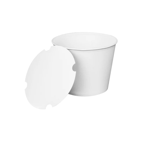 130oz White Disposable Paper Food Buckets with Lids