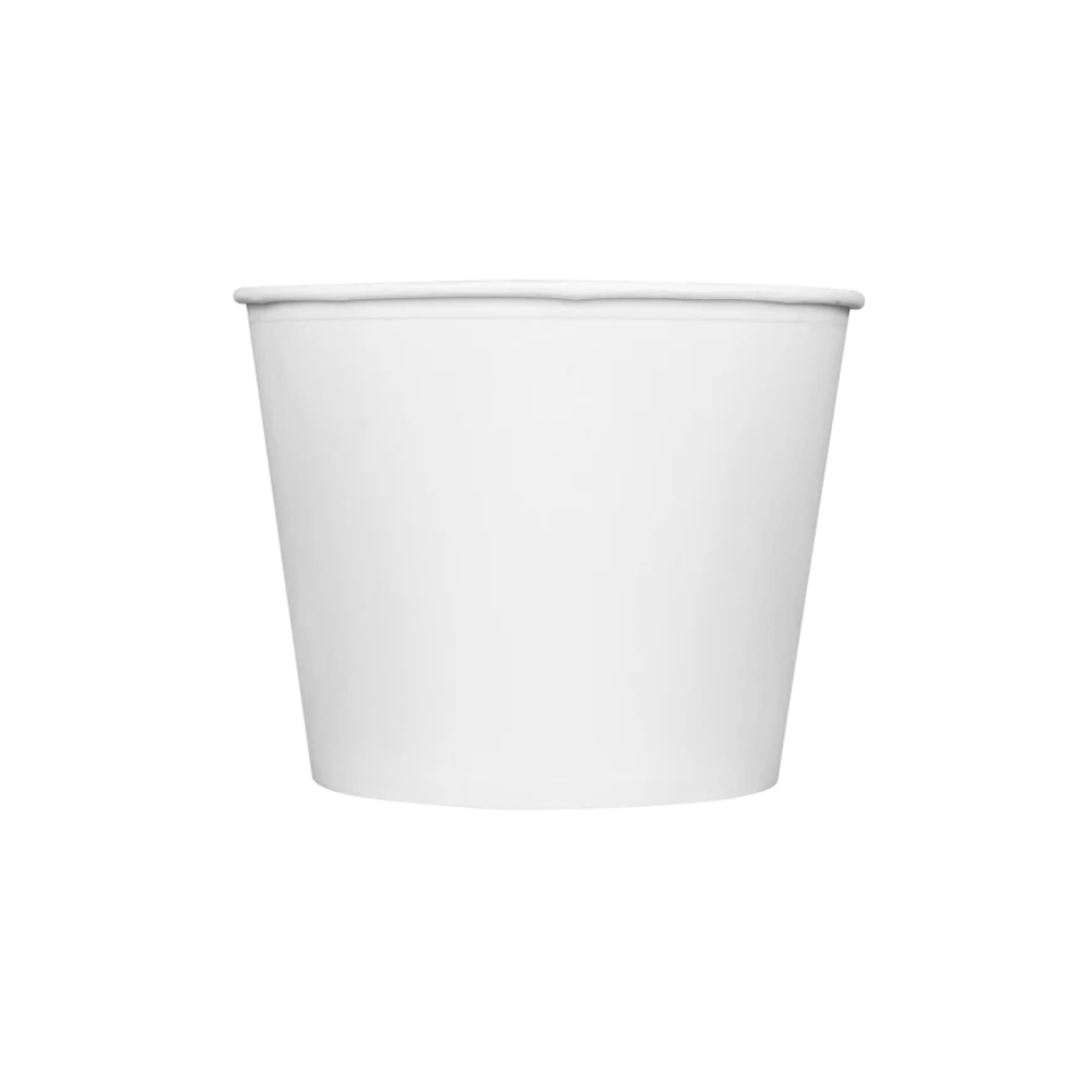 130oz White Disposable Paper Food Buckets with Lids