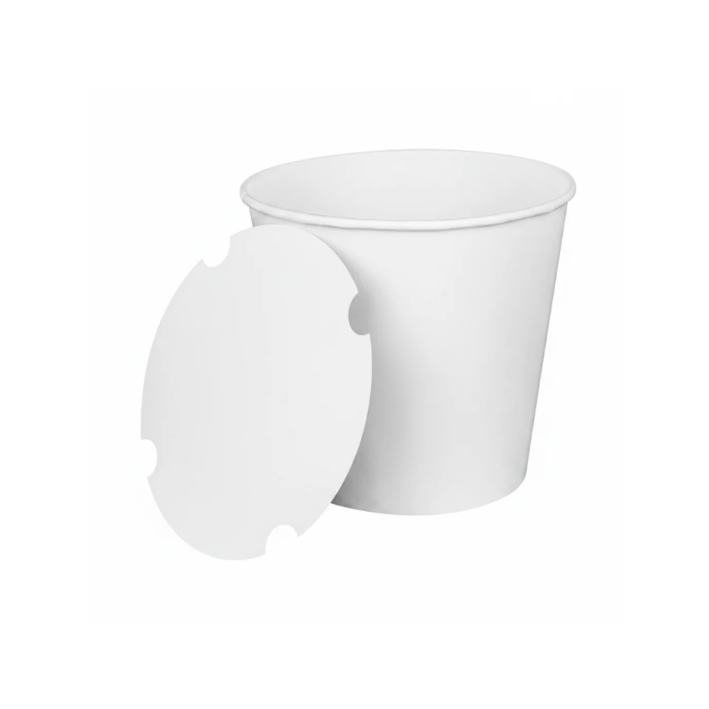 170oz White Disposable Paper Food Buckets with Lids