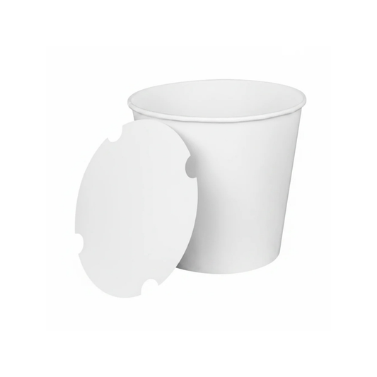 170oz White Disposable Paper Food Buckets with Lids