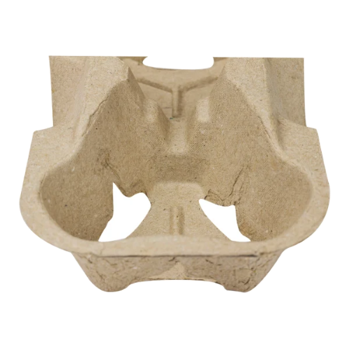 Molded Fiber Disposable 2 Cup Carrier Tray Holder For Hot & Cold Drinks