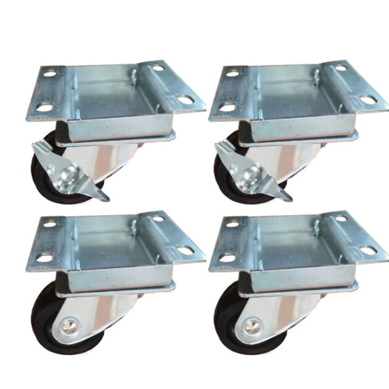 Coldline PFC-2-SB 2-inch ADA height swivel plate casters set of 4 with 2 side brakes for safe and mobile commercial kitchen equipment