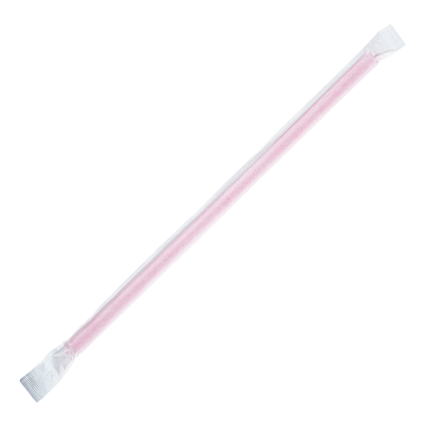 9" x 0.31" Inches Disposable Individually Wrapped Giant Straws Pink