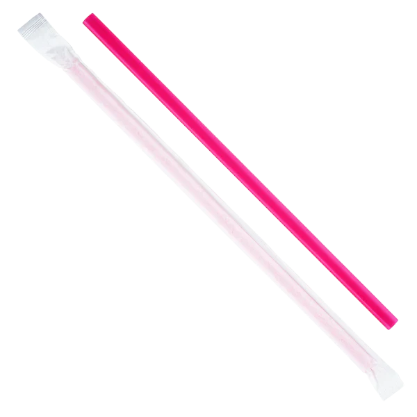 9" x 0.31" Inches Disposable Individually Wrapped Giant Straws Pink