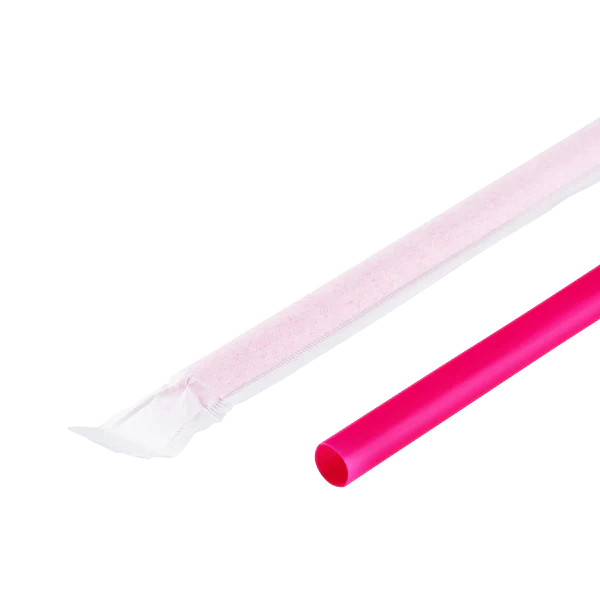 9" x 0.31" Inches Disposable Individually Wrapped Giant Straws Pink