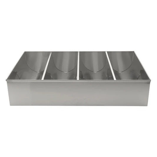 Winco SCB-4, 20oz Stainless Steel 4 Compartment Cutlery Bin - Restaurant Kitchen, Buffet Stations, Catering Services