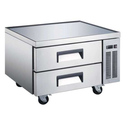 The Coldline CB36 is a 36-inch two-drawer refrigerated chef base equipment stand, providing convenient, accessible storage for ingredients while supporting kitchen equipment on a sturdy base.