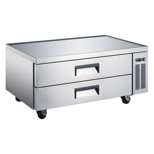 The Coldline CB52 is a 52-inch two-drawer refrigerated chef base equipment stand, providing ample storage for ingredients and a durable base for kitchen equipment in high-traffic commercial kitchens.