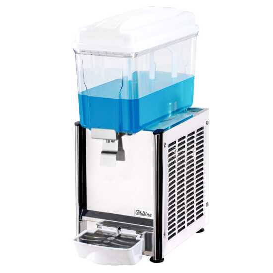 Coldline CBD-1 Single 3 Gallon Bowl Refrigerated Beverage Dispenser with Stirring System, perfect for maintaining and serving chilled beverages. Features a stirring system to keep drinks well-mixed and evenly cooled.