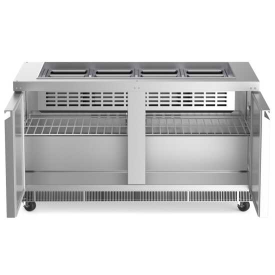 The Coldline CBT-60 is a 60-inch stainless steel refrigerated salad bar and buffet table, perfect for restaurants and catering events to keep salads, fruits, and cold dishes fresh during service.