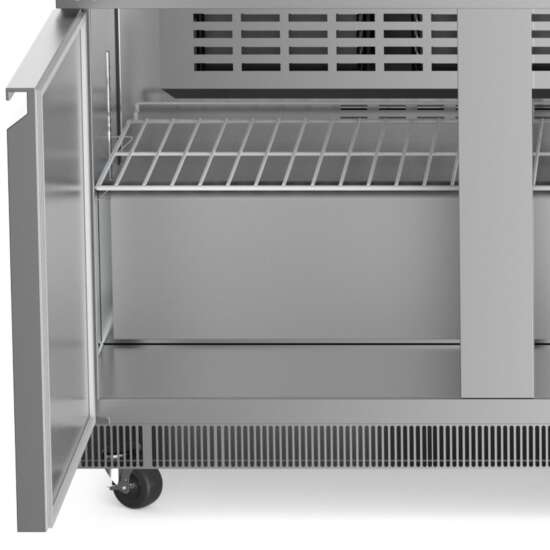 Coldline CBT48-LT 48-inch refrigerated salad bar featuring a stainless steel body, built-in cutting board, and lighted sneeze guard, ideal for displaying fresh ingredients in commercial kitchens or buffets.
