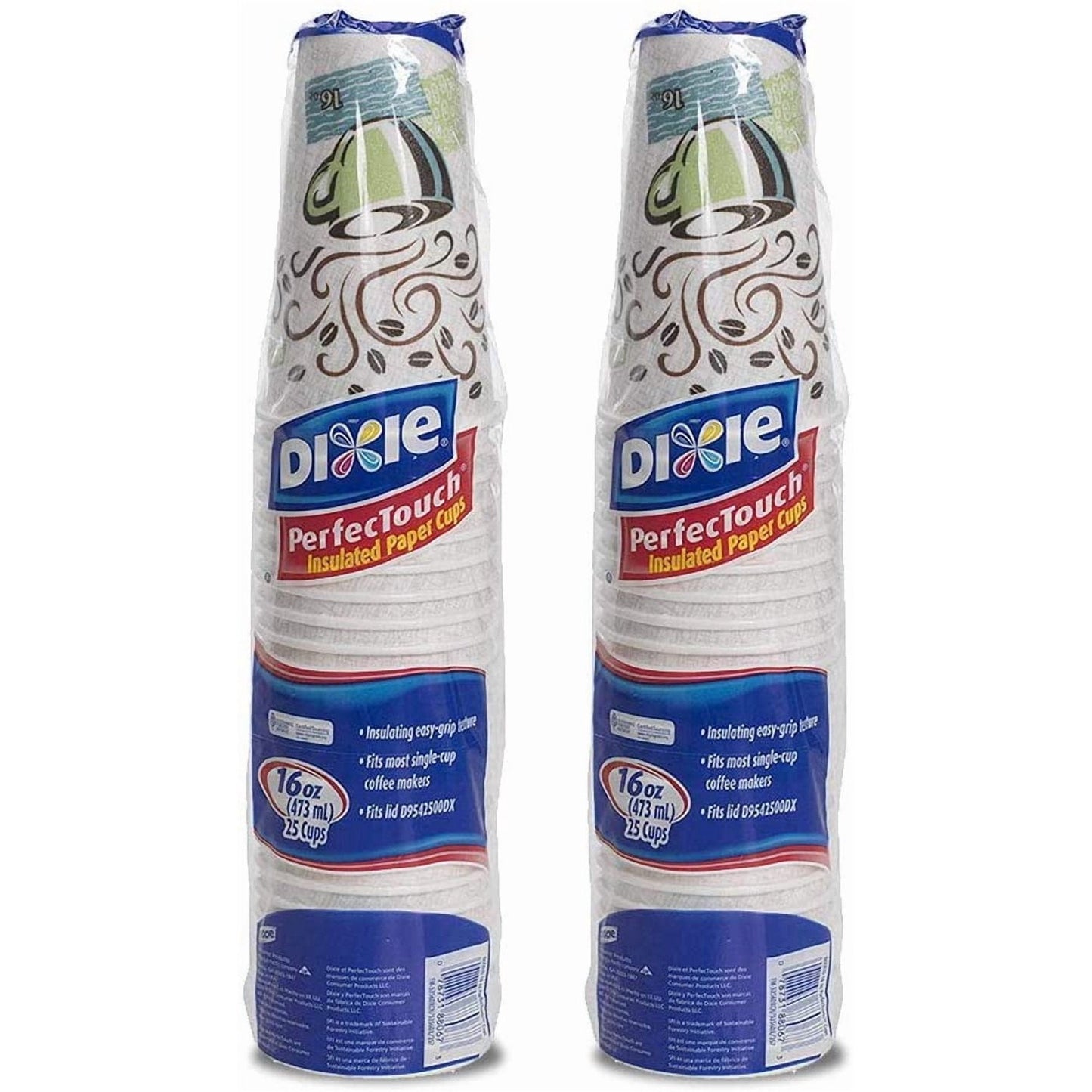 Perfectouch Coffee Haze Insulated Paper Hot Cups with White Dome Lids