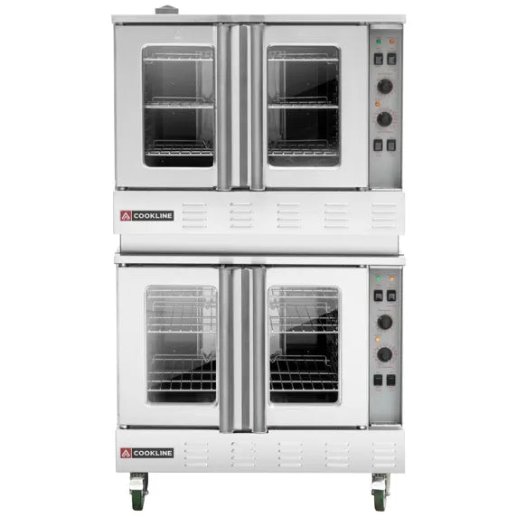 Cookline CC80-SGL Deep Depth Single Deck Full Size Gas Convection Oven with 60,000 BTU output, designed for bakeries, restaurants, and commercial kitchens. Delivers powerful, even heat circulation for consistent baking, roasting, and high-volume foodservice performance.