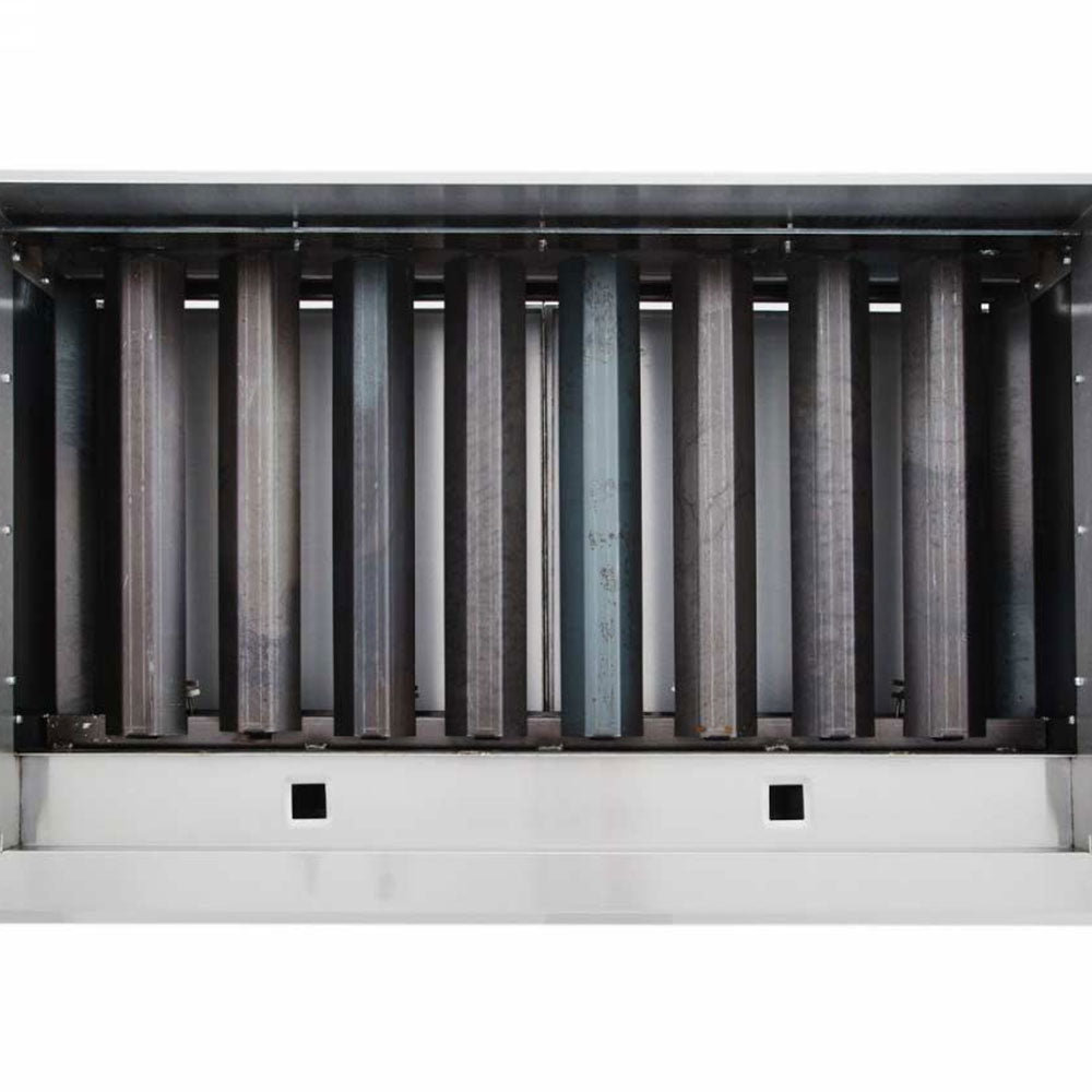 Cookline CCB-48 48" gas countertop radiant charbroiler with 120,000 BTUs, designed for high-volume grilling in commercial kitchens, perfect for evenly cooking meats and vegetables efficiently.