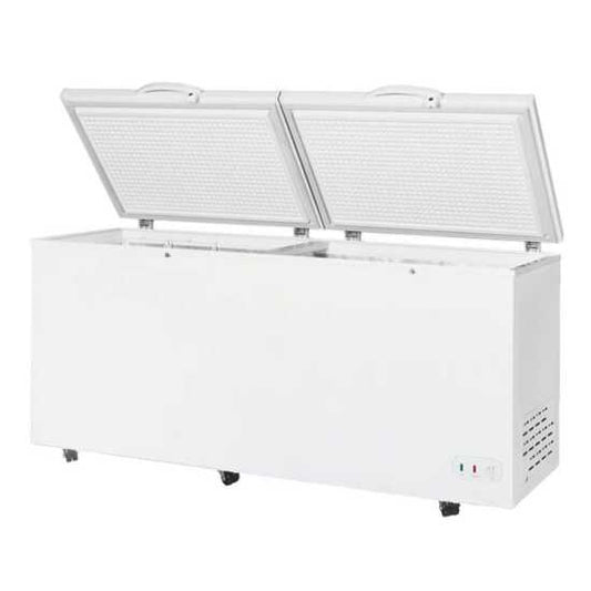 Coldline CF76 76" Commercial Chest Freezer, 22 cu. ft., provides extensive storage for large quantities of frozen goods in commercial settings. Designed for durability and efficiency, offering easy access and ample space.