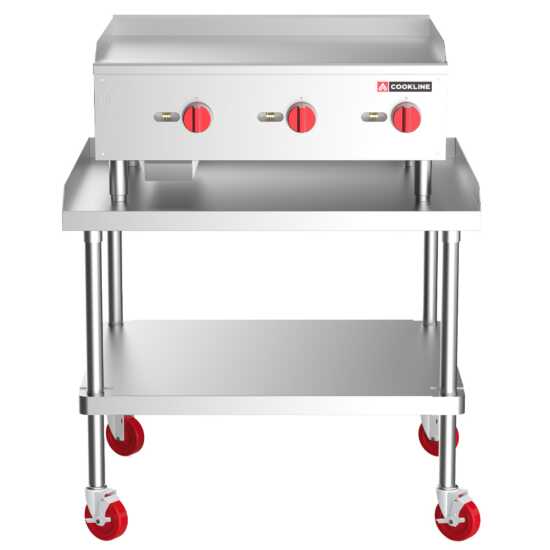 Cookline CGG-36T-HD 36" commercial countertop gas griddle with thermostatic controls, delivering 90,000 BTUs, ideal for cooking a variety of foods quickly and efficiently in busy kitchens.