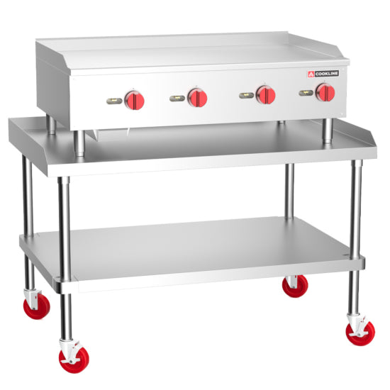 Cookline CGG-48T-HD 48-inch Commercial Countertop Gas Griddle with Thermostatic Controls - 120,000 BTU. Features precise temperature control, a spacious cooking surface, durable stainless steel construction, and powerful heating. Ideal for high-volume kitchens